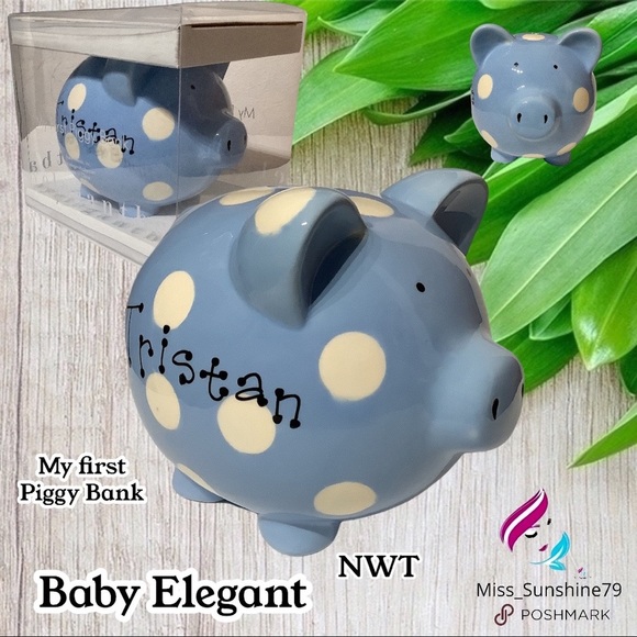Baby Elegant Other - Baby Elegant NWT - My first Piggy Bank - TRISTAN - blue polka dot
